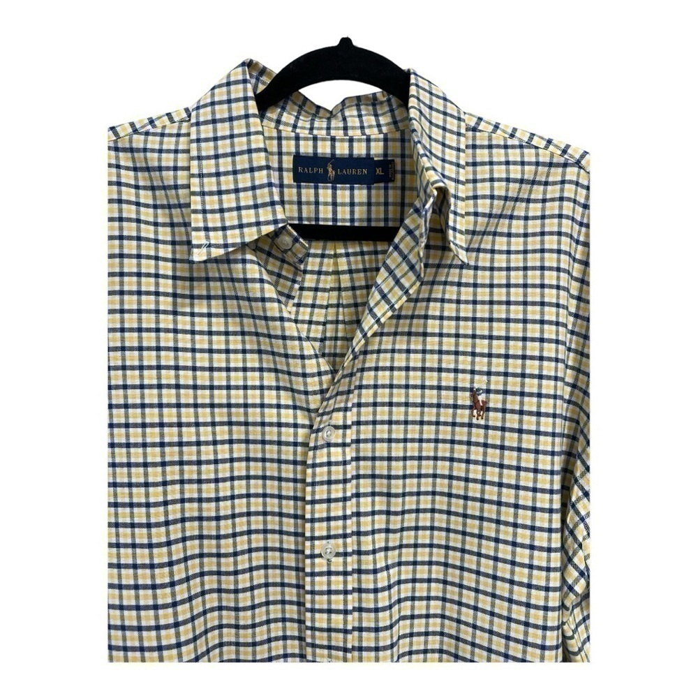 Polo Ralph Lauren Mens XL Shirt Stanton Classic Fit Blue Yellow Plaid - Picture 12 of 13